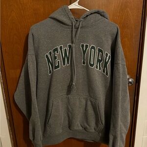 Gray New York Graphic Hoodie John Galt Brandy Melville